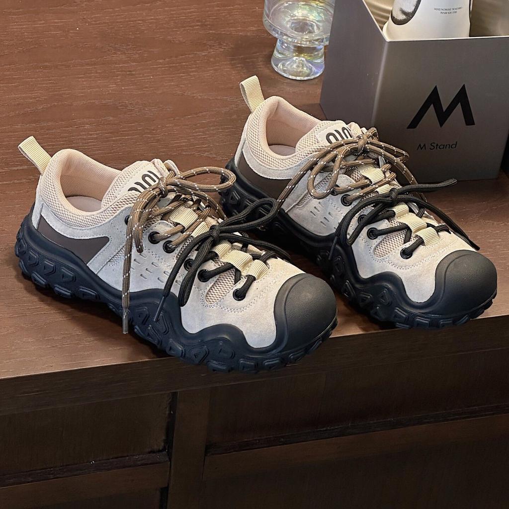 2025 autumn new anti-collision hiking shoes hiking casual shoes women's platform heightening sports outdoor ugly cute dad shoes