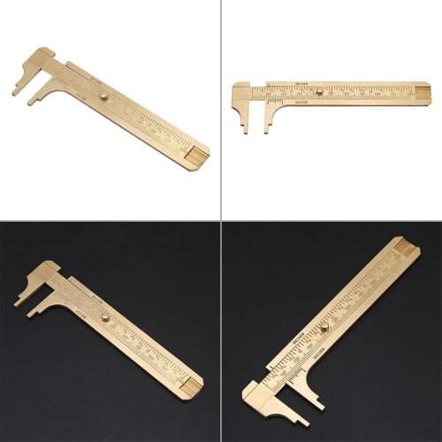 Brass Pocket Caliper - Small Brass Caliper | Metal Caliper Ruler | Pocket Caliper | Brass Handy Caliper with Double Scale, Mm/Inch | Portable Pocket S