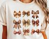 Fall Bows Coquette T-Shirt, Autumn Thanksgiving Vibes