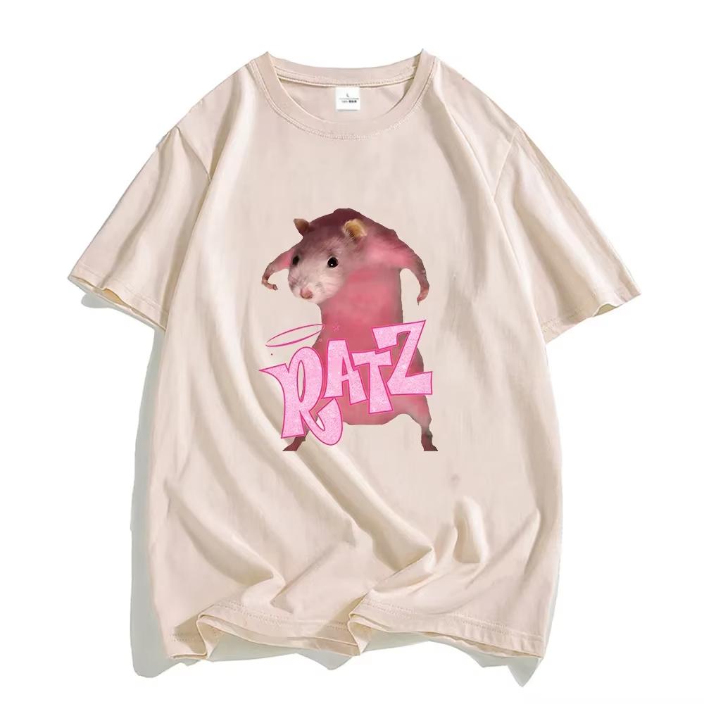 Ratz Mouse Cartoon Printed Women's T-shirt Casual Short Sleeve T-shirt Casual Kawaii Summer O-neck Tshirt Cute Male Soft Shirts