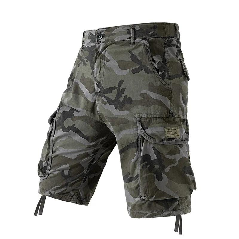 Men s Camo Cargo Shorts Outdoor Multi-Pocket Cotton Casual Shorts Summer Breathable Shorts XL