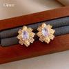 French Exquisite and Simple Zircon Rhombus Stud Earrings Niche Earrings Personalized Versatile Earrings Women