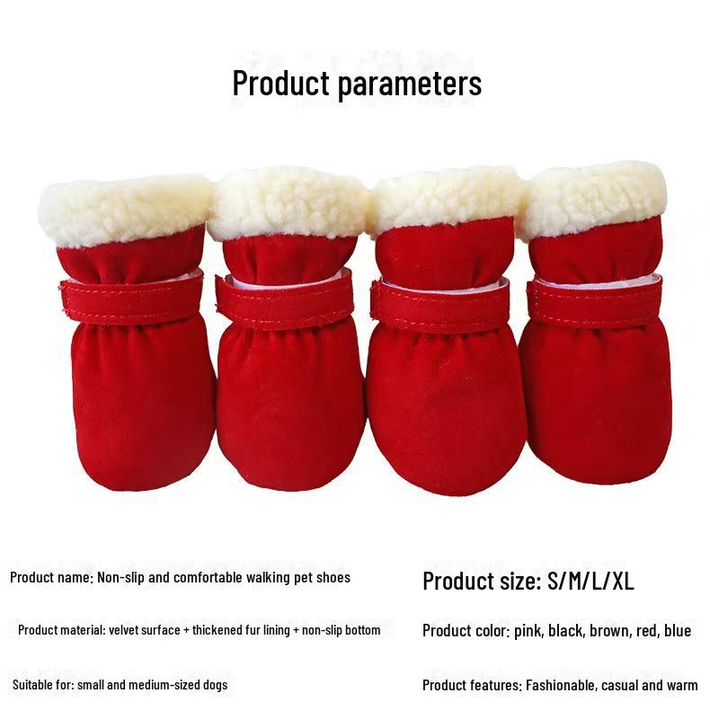 Velvet Snow Boots for Small Dogs: Soft Sole Pet Shoes for Teddy, Pomeranian, Poodle, Bichon Frise