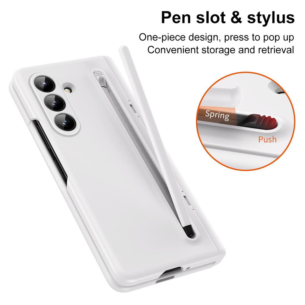 For Z Fold 7/6/5/4/3 Phone Case TPU+PC Material Shockproof Pen Slot Strip Stand Holder Screen Protector