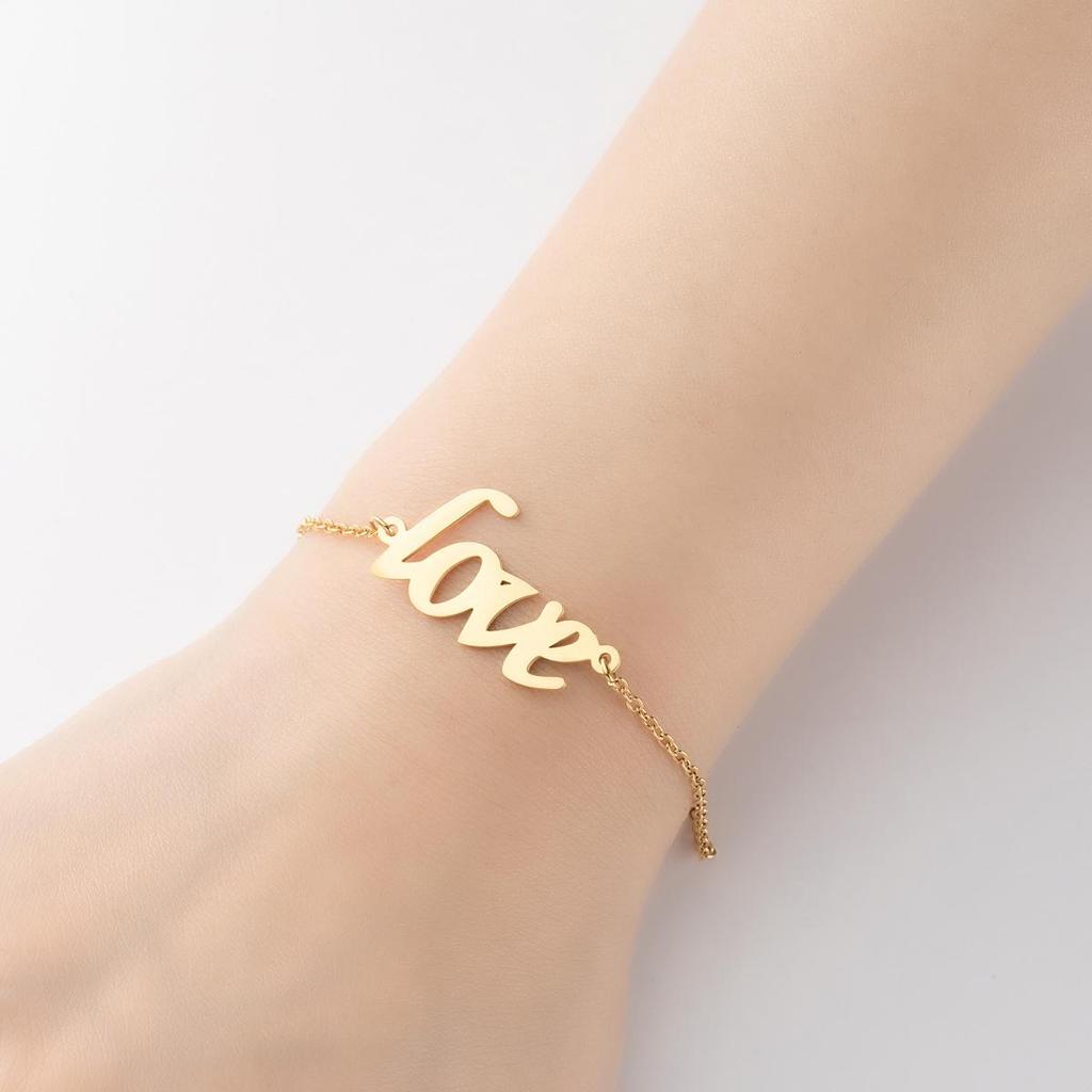 2024 European Retro Gothic Angel 'Babygirl' Love Letter Bracelet for Couples