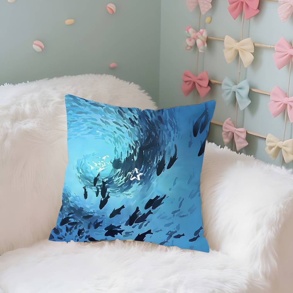Quiet And Ethereal Blue Case Plush Fabric Soft Pillowcase Double Sided Print Cushion Cover Household Gifts