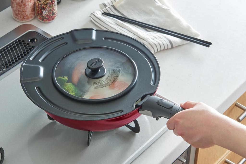 Thermos Detachable Handle Frying Pan Lid, Black KLK-2628 BK
