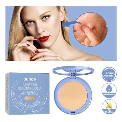 Polvo Compacto Fijador Facial Control de Grasa Poros Invisibles Impermeable Mate Larga Duración Fijador Natural Polvos Base Maquillaje