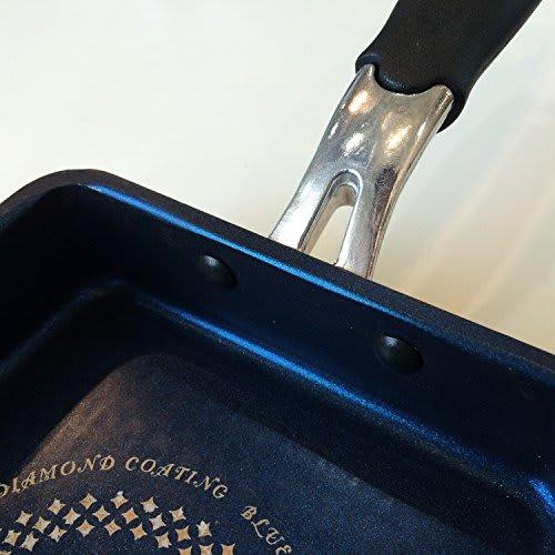Pearl Metal Tamagoyaki Frying Pan, 13x18cm, IH Compatible, Rise Blue Diamond Coat, HB-323, Black