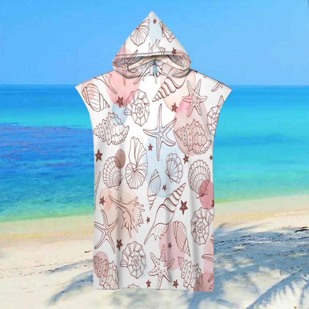 Adult Kids Beach Towel Quick Dry Hooded Cloak Children Women Large Bath Towels Sand Free Poncho Bathrobe For Summer Swim Surf