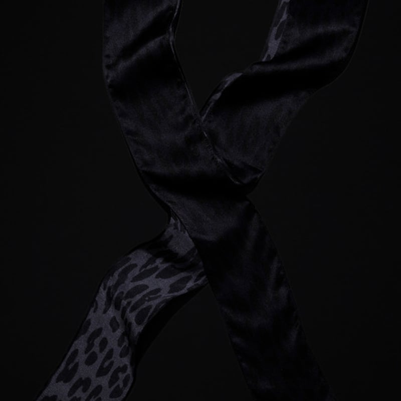 RECLOW LEOPARD SILK LONG SCARF NAVY Scarf