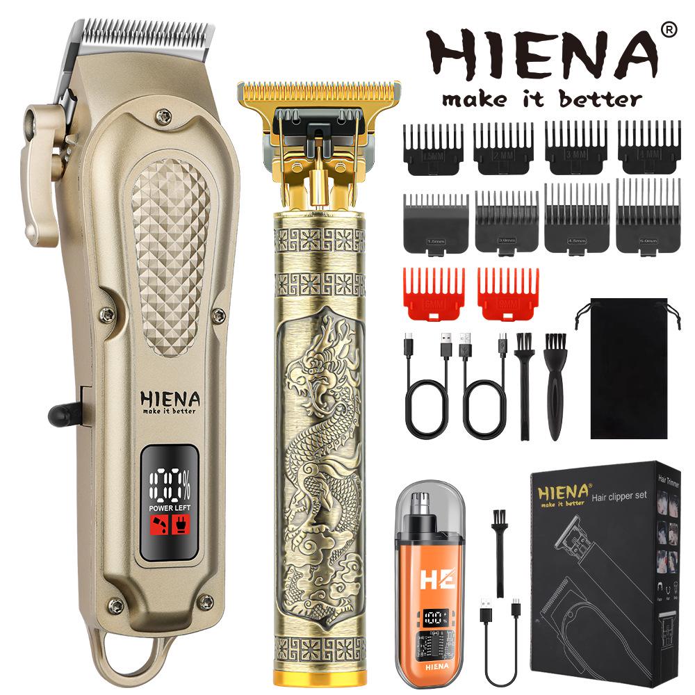 HIENA Electric Hair Clipper with Number Display, Oil Head Carving, Push Clippers for Barbers.