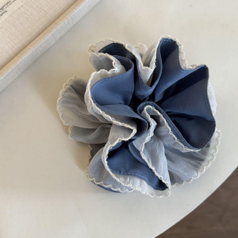 1pc Korean Style Design Blue Cake Headband, Small, Fresh, Quick Drying Double-layer Hair Tie, Large Intestine Headband