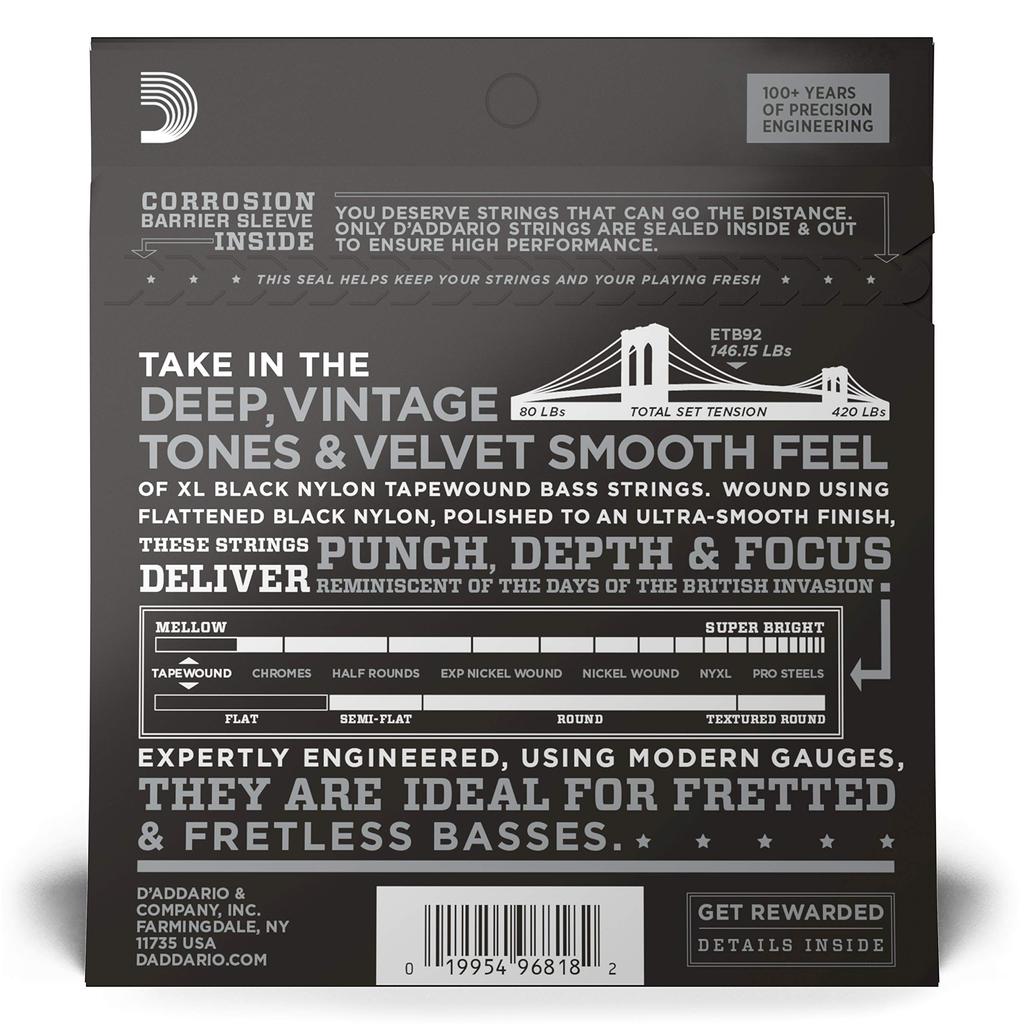 Bass Strings Black Nylon Wound Long ETB92 D'Addario .050-.105 []