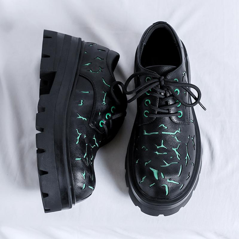 Tjocksulade PU-läder Herr Oxford Skor Bröllopsfest Manliga Formella Klänningsskor Personlighet Business Casual Skor Promenadsko