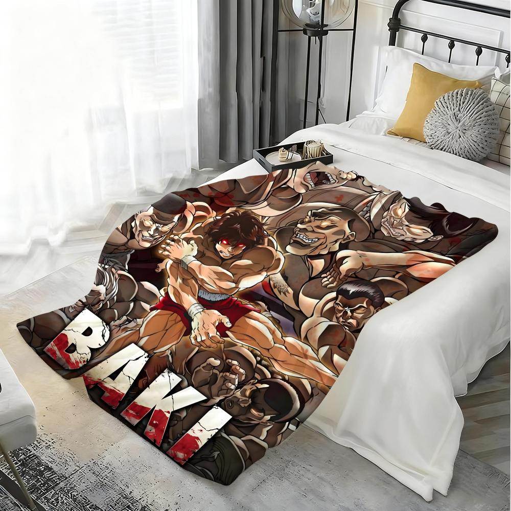 Anime B-Baki Hanma Throw Lightweight 240g Flannel Blanket Soft Skin-friendly for Summer Cooling