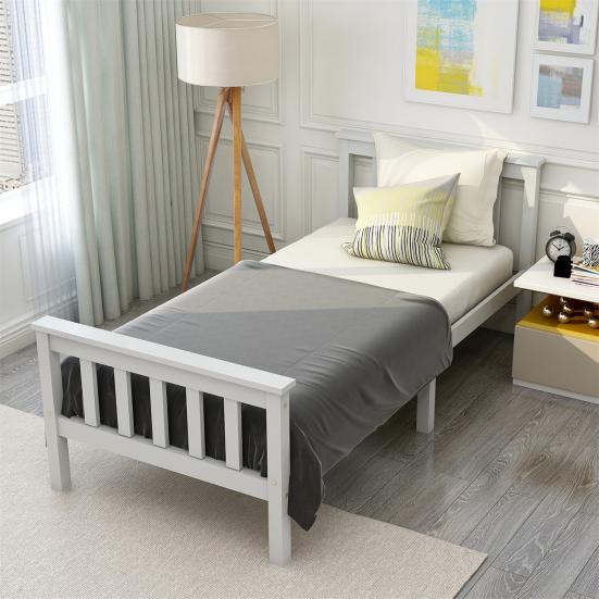 Modern Wooden Single Bed Rack Frame with Headboard Bedroom Decoration Furniture