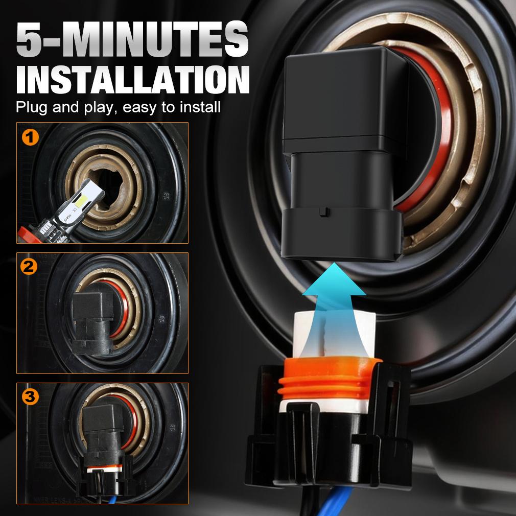 2 st H11 H8 H9 LED Dim/DRL-lampor H4 H7 9005 HB3 9006 HB4 CSP LED Dimljus Dagsbelysning Vit 6000K Superljus Lampa