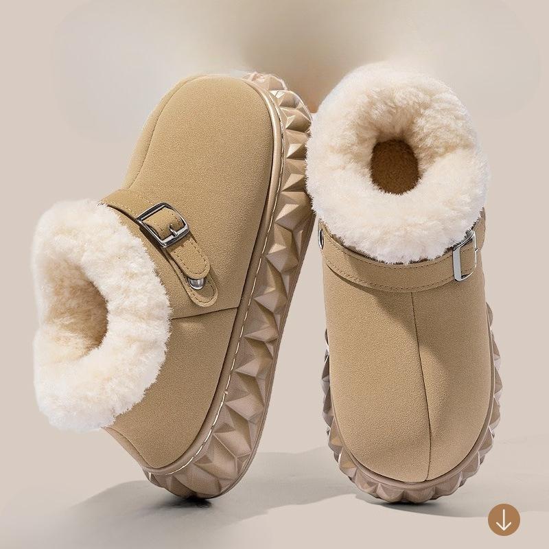 Thick-soled Cotton Shoes, Indoor Home Plush Warm Slippers for Women