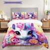 Unicorn Art Portrait Bedding, Duvet Cover, Pillowcase, Home Decoration, Birthday Gift (1 * Duvet Cover+2 * Pillowcase, Coreless)