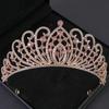 Pink Crystal Tiaras and Crowns Headband for Women Rhinestone Prom Diadem Bridal Wedding Hair Accessories Jewelry Crown Tiara