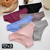 3PCS/SET Cotton Ribbed Striped Underwear for Women Plus Size 10 Soild Colours Stretch Briefs Ladies Soft Lingerie S-7XL