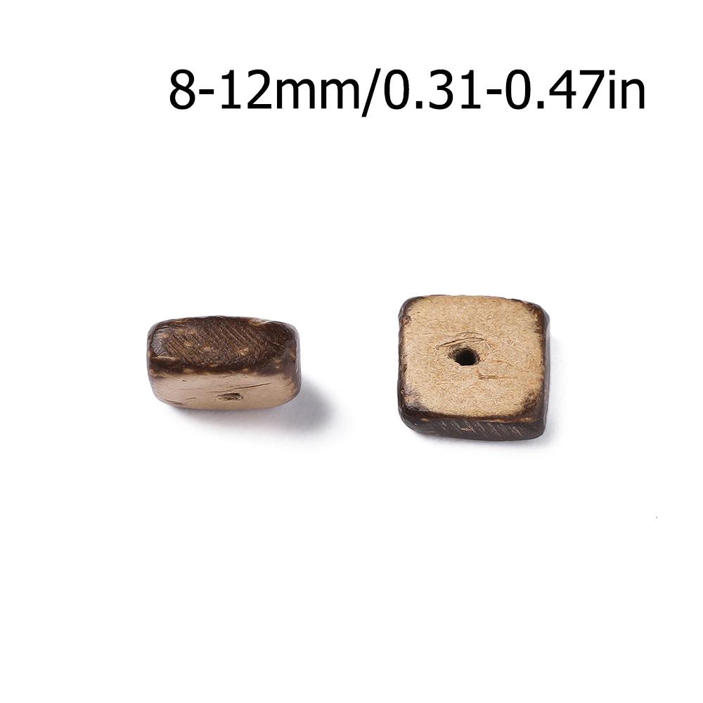 1Strand About 100pcs Coconut Square Shape Bead 8-12mm Multi-size Mixed Spacer Beads for DIY Necklace Jewelry Making Findings