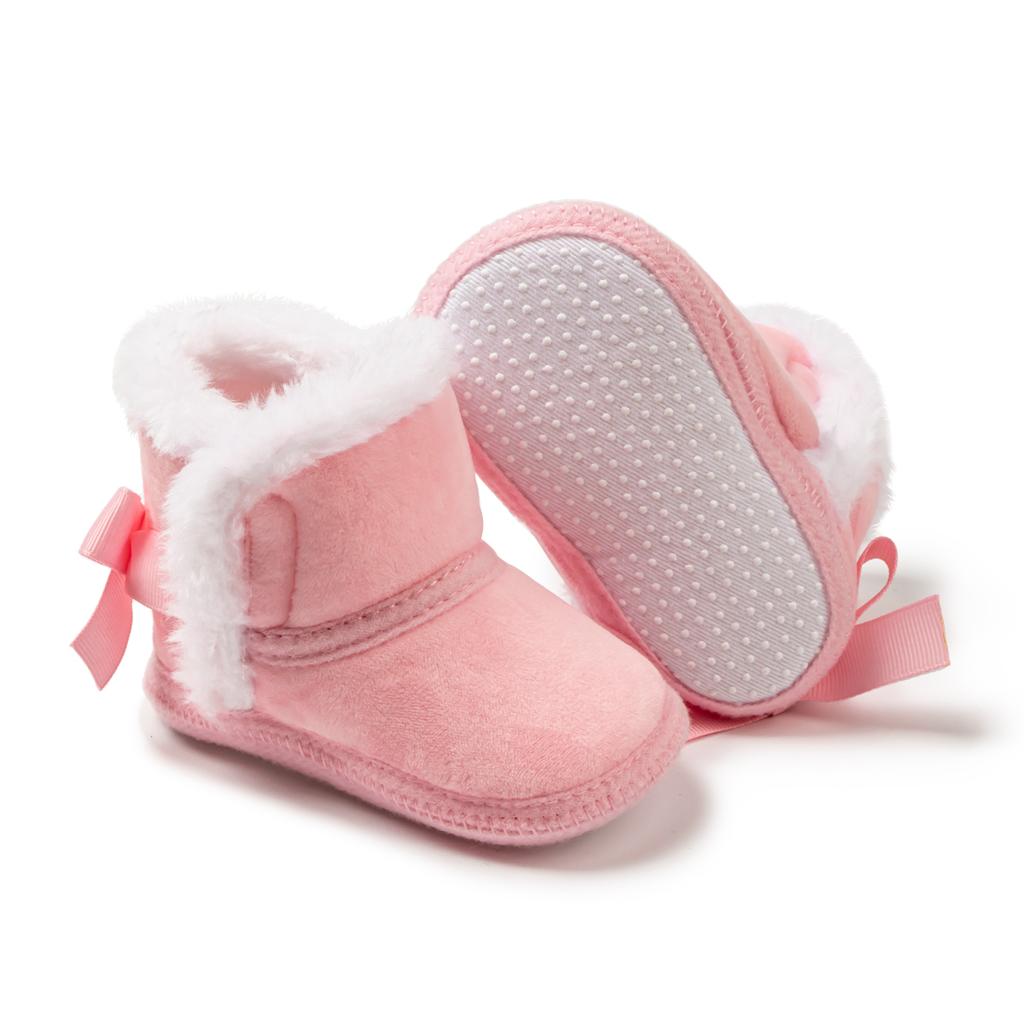 Cheap Newborns Winter Baby Boots Warm Fluff Bowknot Soft Bottom Boy
