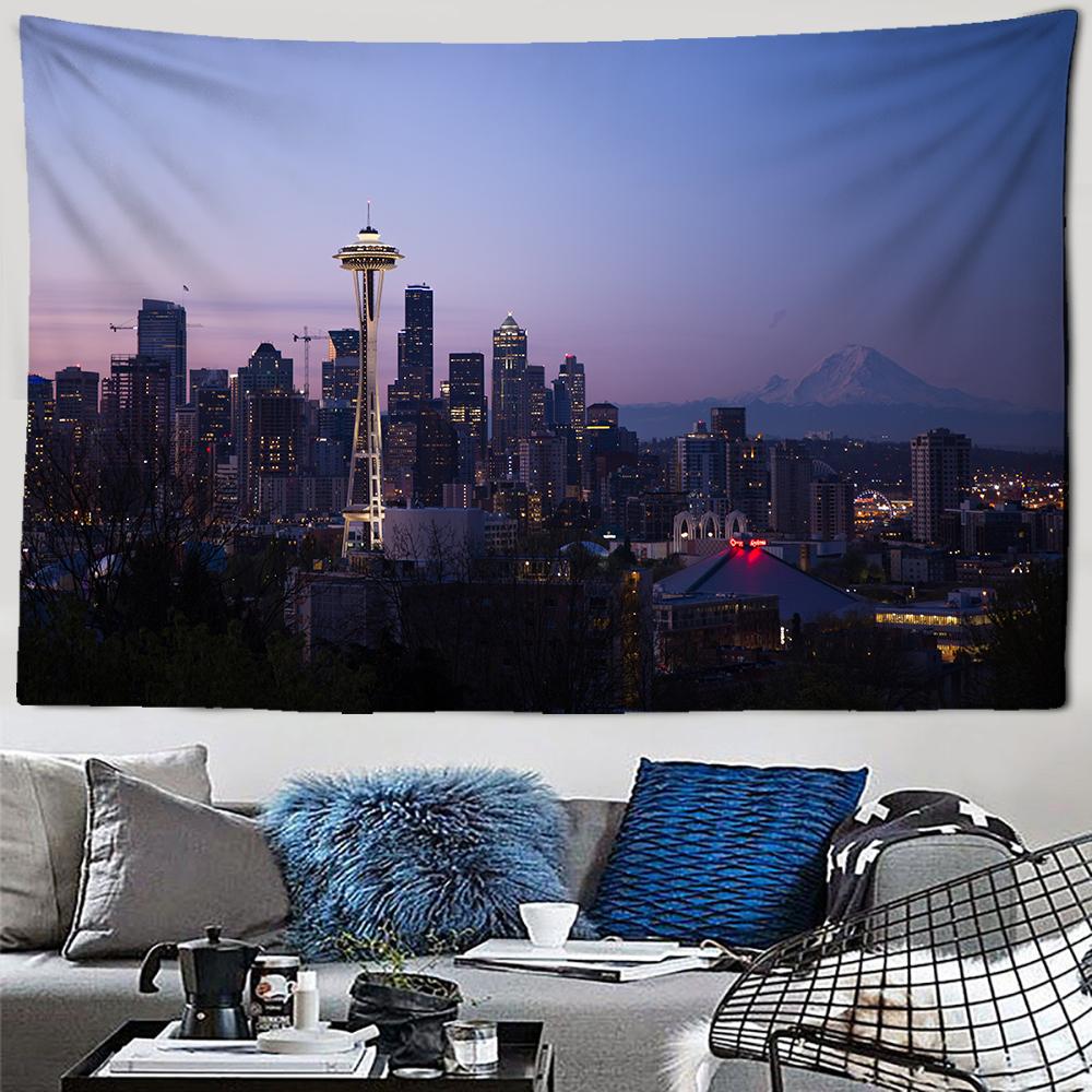 City Night Scenery Tapestry Landscape Fancy Metropolis Wall Hanging Aesthetic Background Wall Bedroom Living Room Decoration