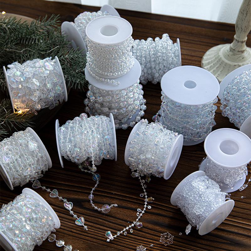 Clear Plastic Beaded Christmas Tree Ornament Chain