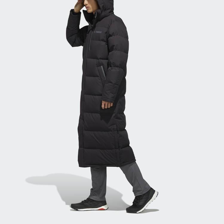 adidas Xplr Dwn Bench Stay Warm Solid Color mid-length hooded down Jacket Black Men's FJ9241