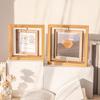 Queen-b Square Wooden Photo Frame, 360° Rotating, Stylish, Art, Tabletop, Natural, Photo Stand, Nordic Interior Decor (White, Medium)
