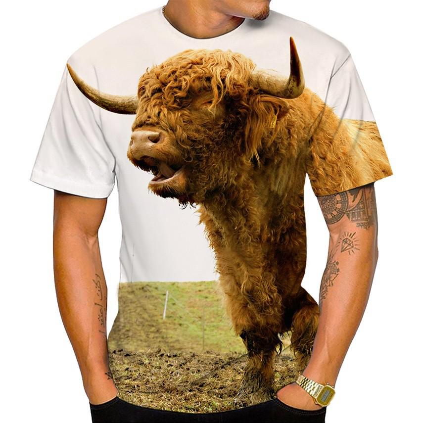 New Summer 3d Printed Men's And Women's T-shirts Cow Grain Casual Short-sleeved Funny Animal Breathable Light Sports Tops
