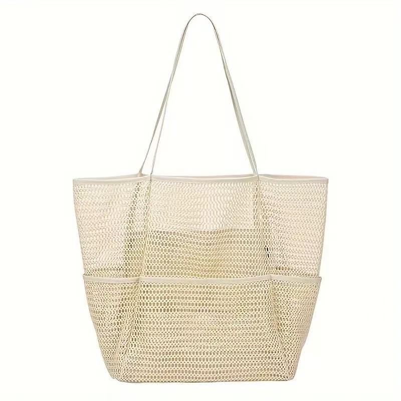 

Beach bag with multiple pockets for towels, travel bag durable, organizer of toys, underwear, waterproof storage bag swimming слонова кістка