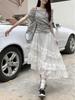 Women's French Patchwork Lace Skirt - Gray, Irregular Harajuku Style for Spring/Summer