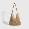 Women's Bag 2025 New Summer Beaded Woven Beach Tote Bag Large Capacity Hollow Straw Shoulder Bag Wholesale