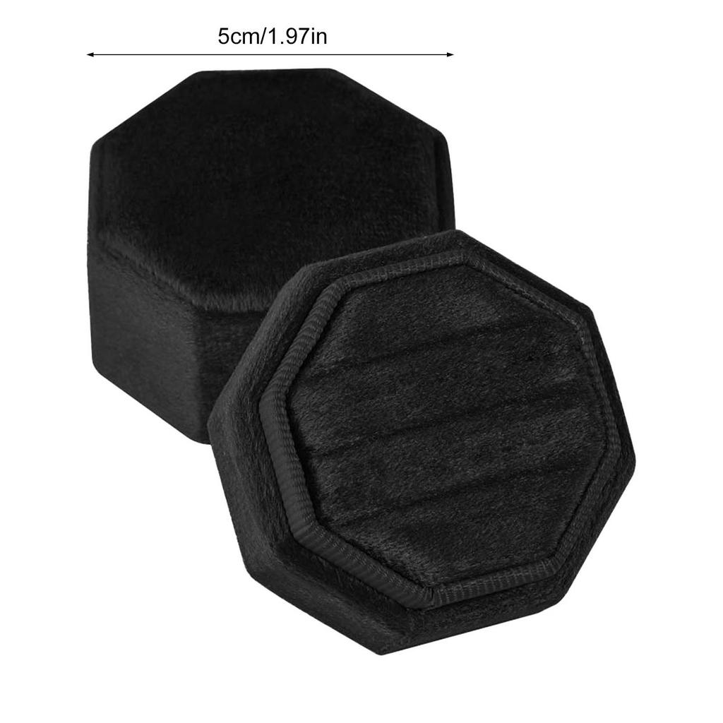 Octagonal Velvet Rings Box for Three Rings Soft Flannel Engagement Display Case Flannel Jewelry Organizer for Rings