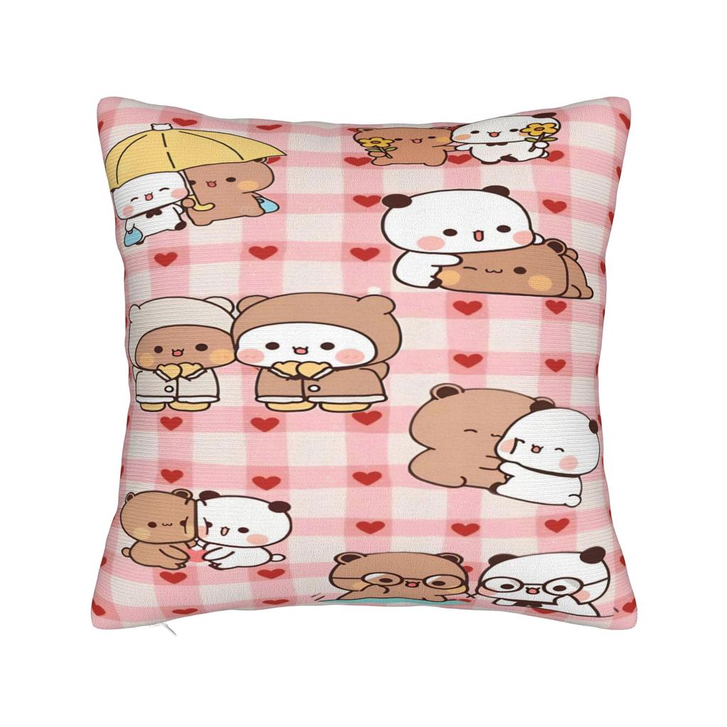 Bear And Panda Bubu Dudu Pillow Case Graphic Pillow Cover Retro Trendy Cushion Cover For Living Room Bed Chair