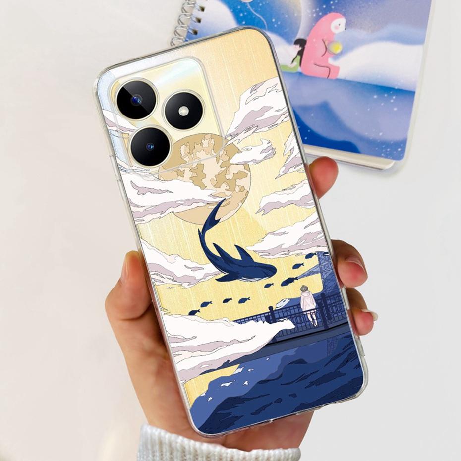For Realme Note 50 RMX3834 Fashion Dragon Metal Style Pattern Case For Realme Note50 Soft Silicone TPU Phone Cases