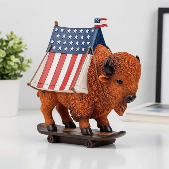 Animal History Resin Ornament American Style Animal Figurine History Themed Patriotic Animal Sculpture for Home Office Desk