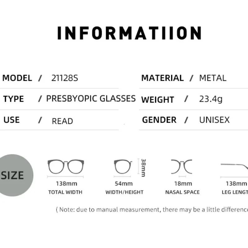 Męskie kwadratowe metalowe okulary do czytania na starowzroczność z dużą oprawką +1.25 1.5 1.75 2.0 5.0 6.0 Okulary do czytania męskie