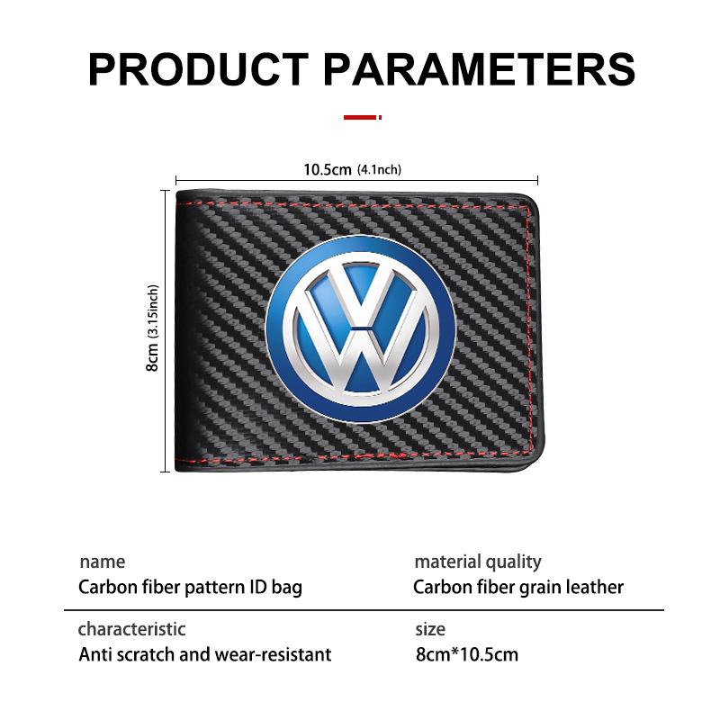 RUN1 For Volkswagen VW Carbon Fiber Car Men's Card Bag Storage With Multiple Cards Polo Jetta Sagitar Magotan Passat B5 B6 B7 CC