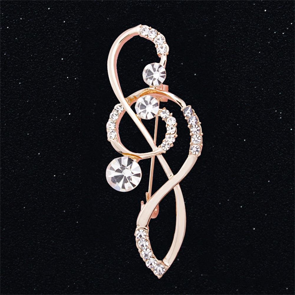 Elegant Women Ladies Exquisite Melody Brooch Pin with Rhinestone Clothing Accessory(Silver)