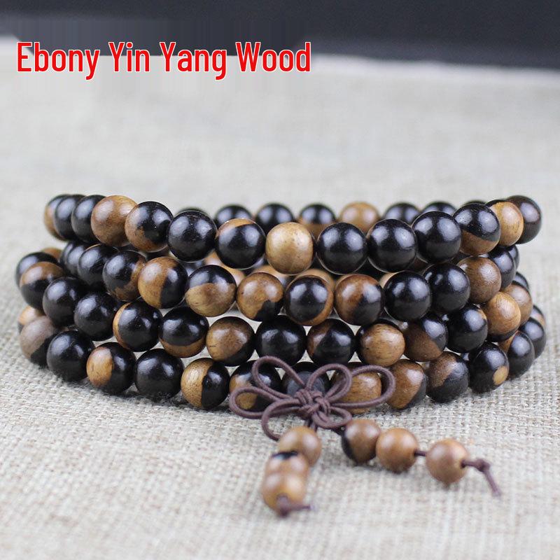 Wooden Sandalwood Buddhist Bead Bracelets - 108 Beads, Unisex Jewelry for Couples