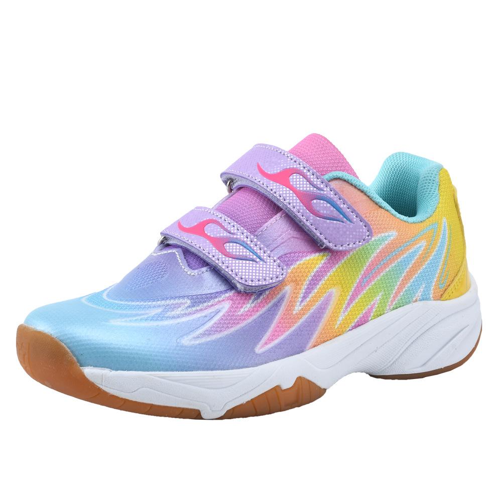 New Beacon Children and Adolescents Badminton Shoes Velcro Breathable Shock Absorption Non-slip Wear-resistant Table Tennis Training Shoes