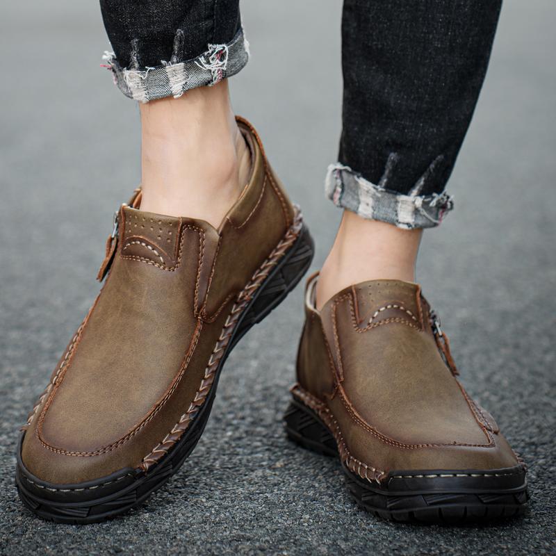 Handmade Split Leather Boots Men Shoes Comfortable Ankle Boots For Men Casual Shoes Large Size Tooling Shoes