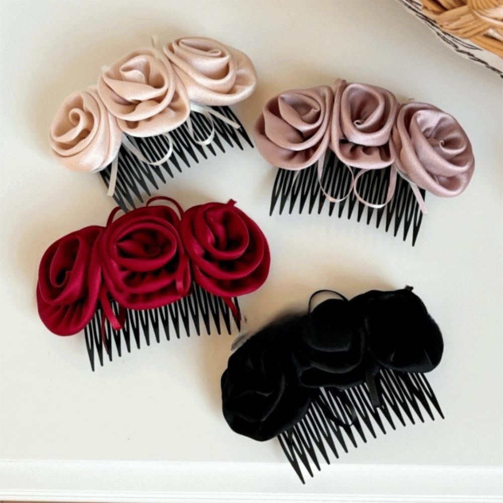 Solid Color Flowers Hairpin Bohemian Chignon Hair Clip Hair Accessories Floral Hair Comb  Daily