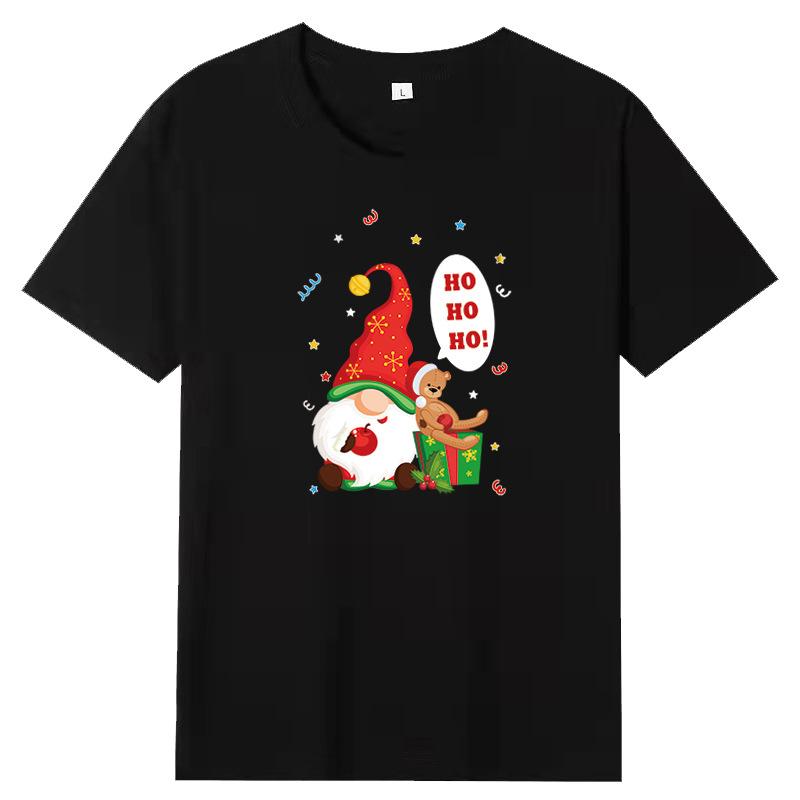 Weihnachts-Stil Lockeres Rundhals-Basisshirt mit Weihnachtsmann-Druck Reine Baumwolle Kurzarm-T-Shirts Herren