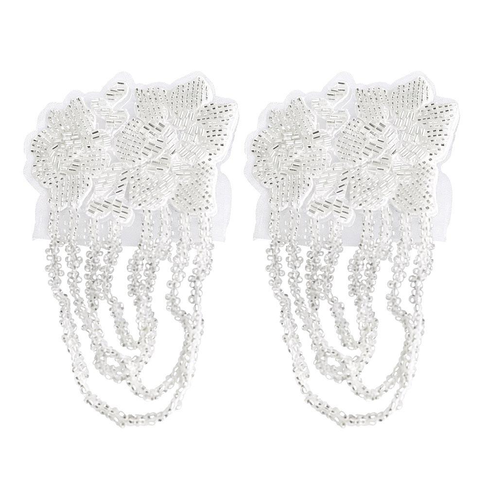 Pearl Embroidery Shoulder Ornaments Diamond Binding Beads Three-Dimensional Bead Embroidery Patch Sequince Beaded Handmade