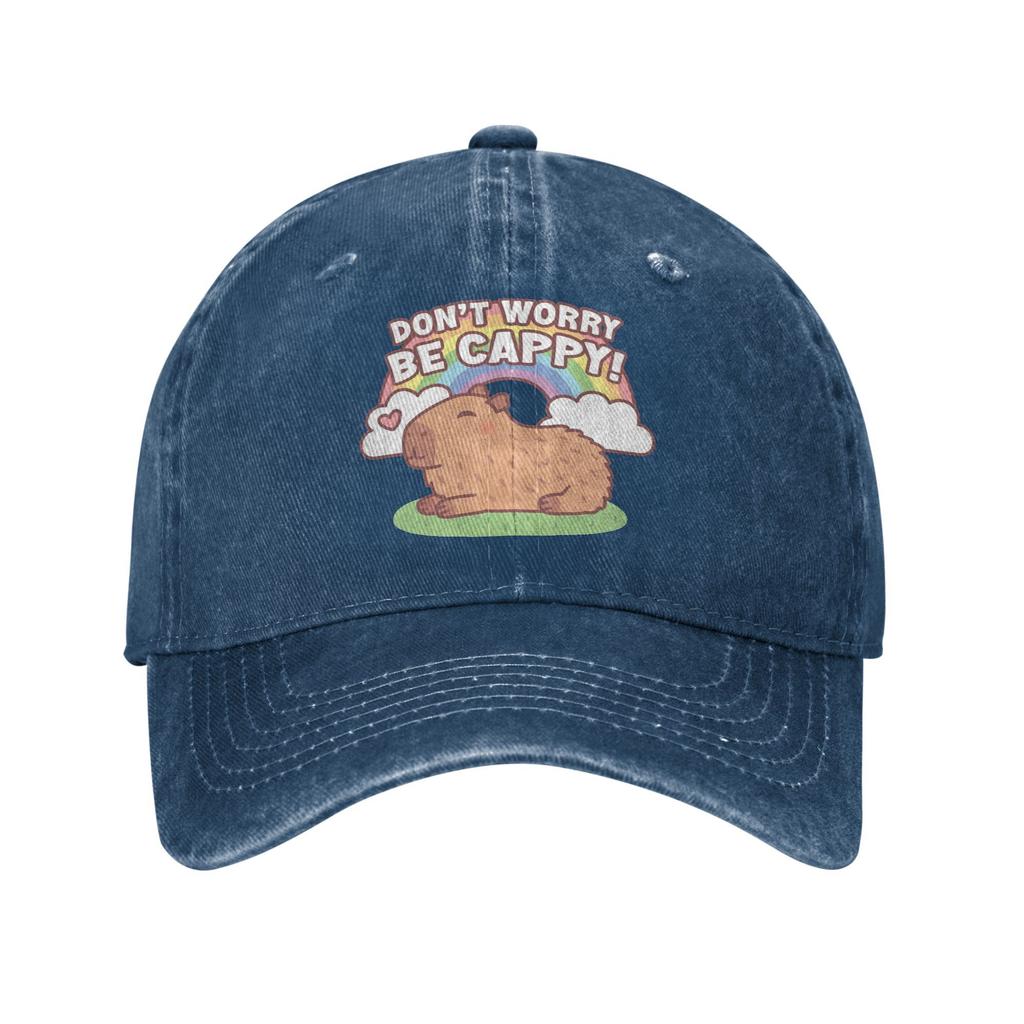 Cute Capybara And Rainbow Casual Baseball Cap For Unisex Summer Dont Worry Be Cappy Tennis Skate Hats Sunscreen Baseball Caps